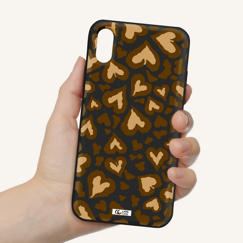 Heart Leopard Apple iPhone XS Silicone black Case