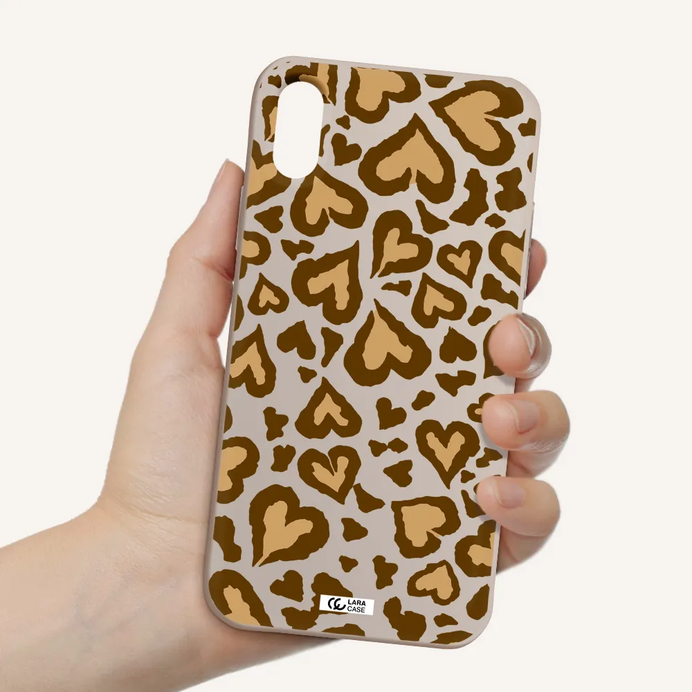 Heart Leopard Apple iPhone XS Silicone Stone Case