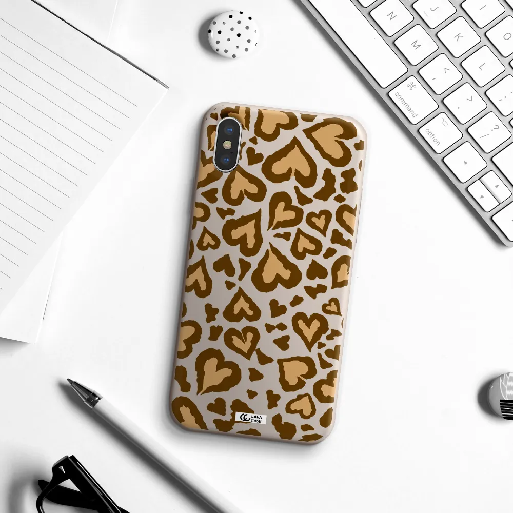 Heart Leopard Apple iPhone XS Silicone Stone Case