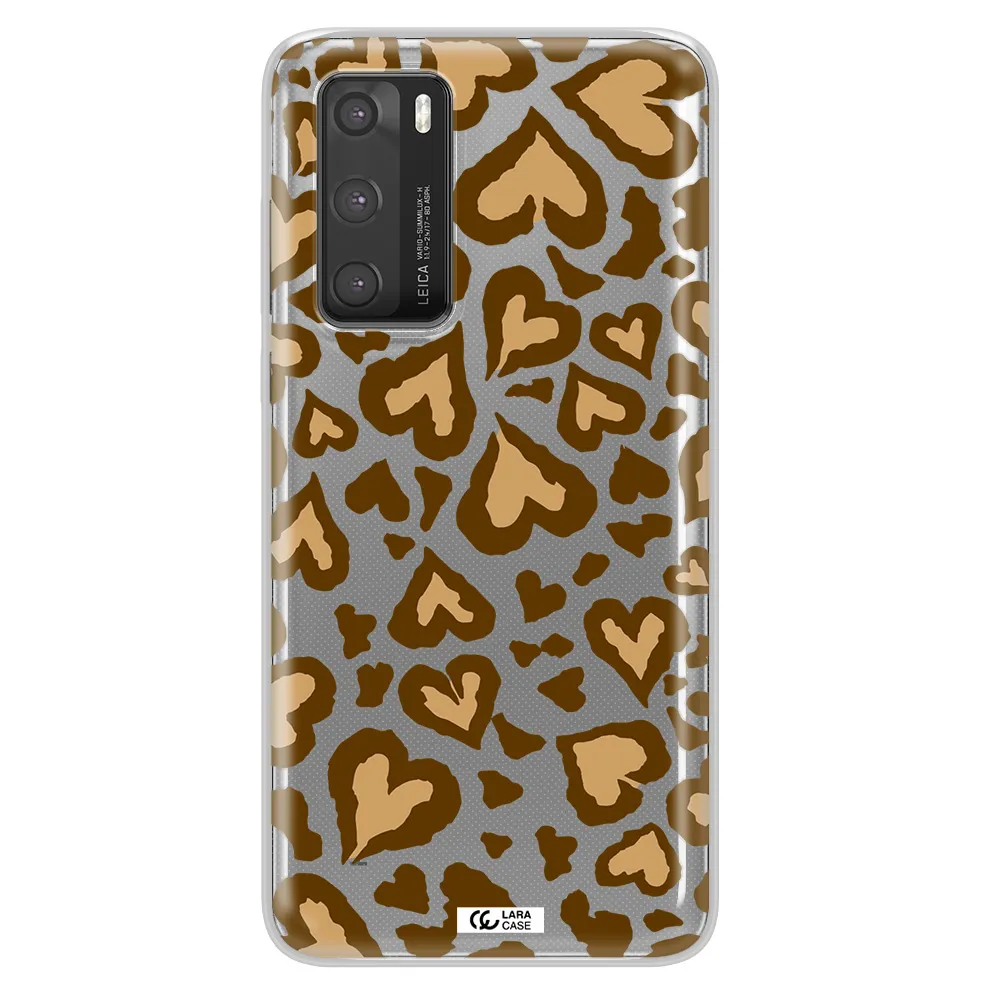 Heart Leopard Huawei P40 Clear TPU Case