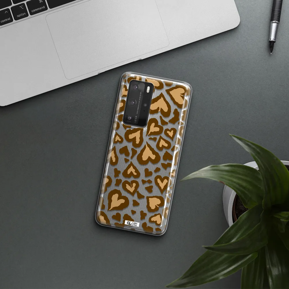 Heart Leopard Huawei P40 Pro Clear TPU Case