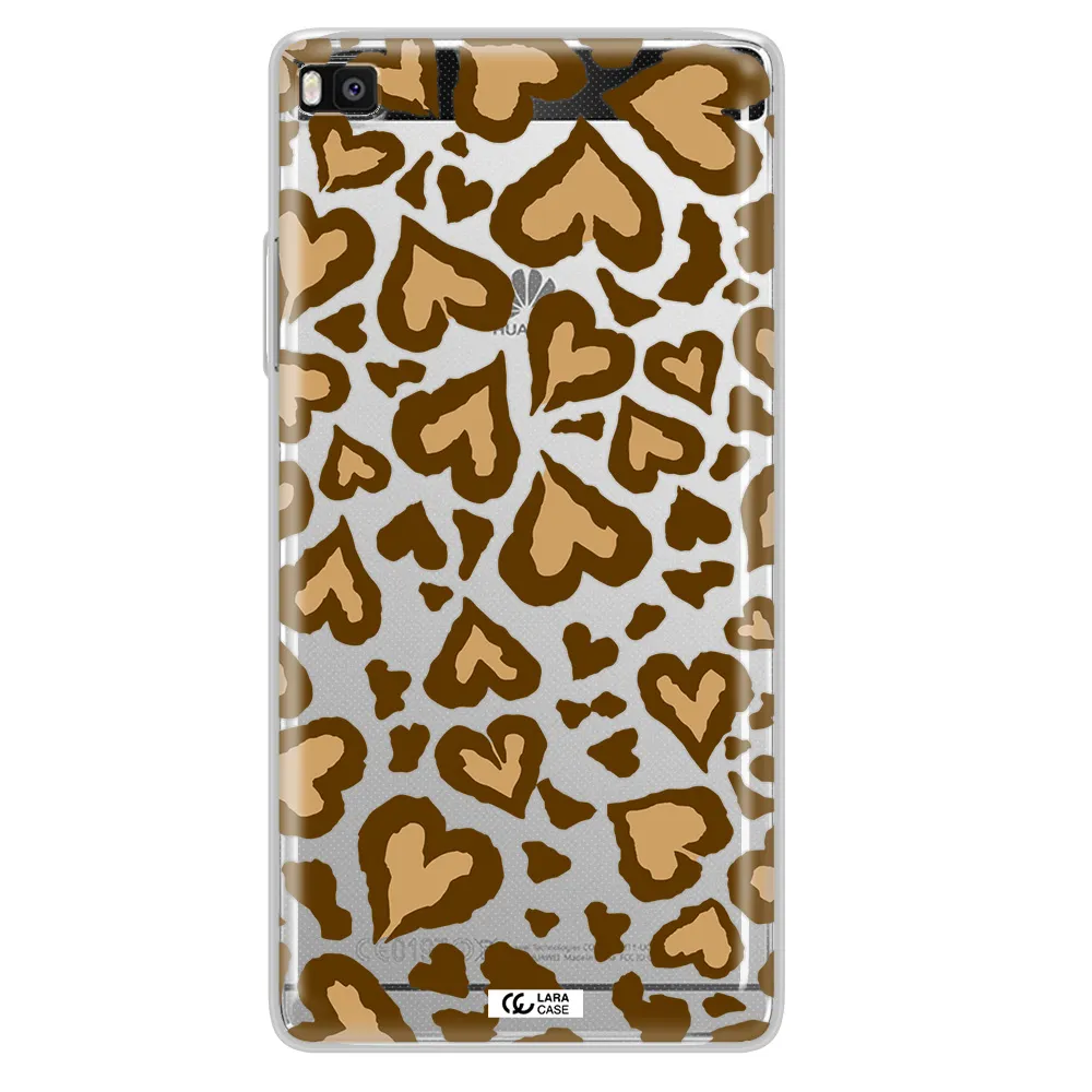 Heart Leopard Huawei P8 Clear TPU Case