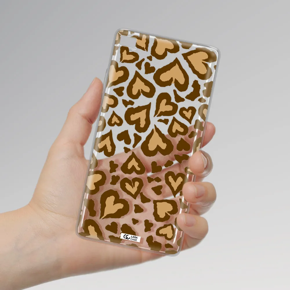 Heart Leopard Huawei P8 Clear TPU Case