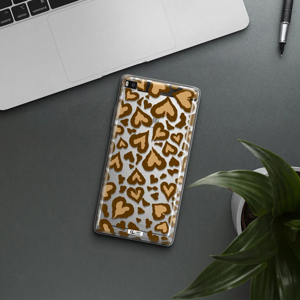 Heart Leopard Huawei P8 Clear TPU Case