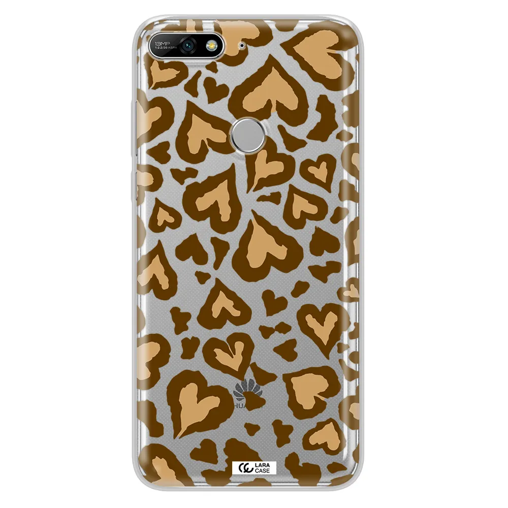 Heart Leopard Huawei Y7 2018 Clear TPU Case