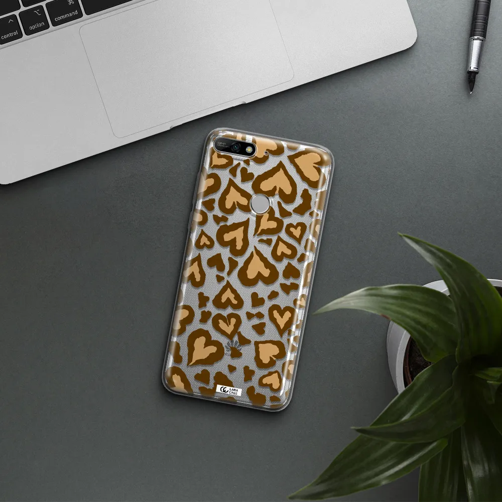 Heart Leopard Huawei Y7 2018 Clear TPU Case
