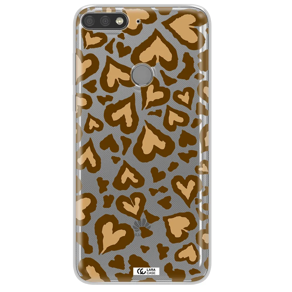 Heart Leopard Huawei Y7 Prime 2018 Clear TPU Case