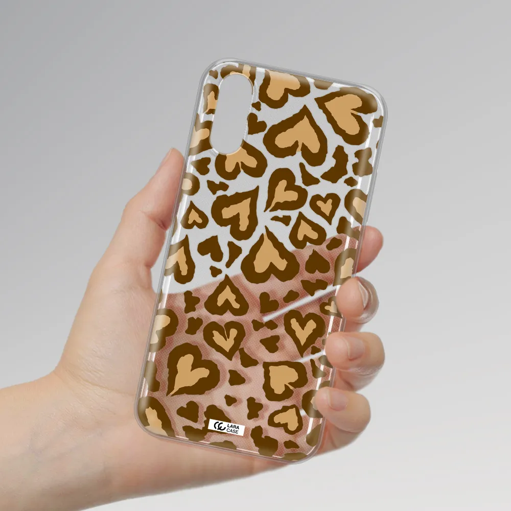 Heart Leopard Samsung A01 Clear TPU Case