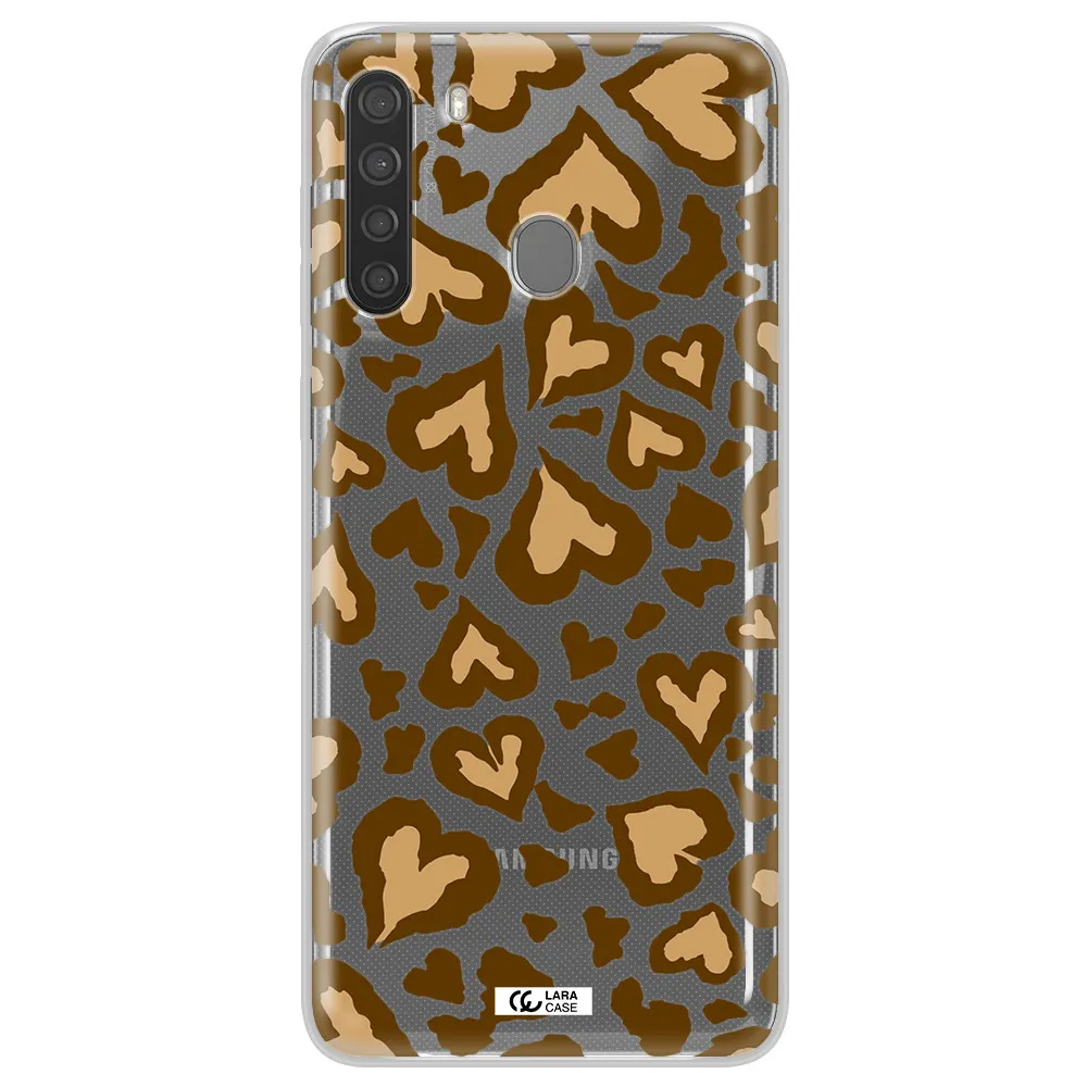 Heart Leopard Samsung A21 Clear TPU Case