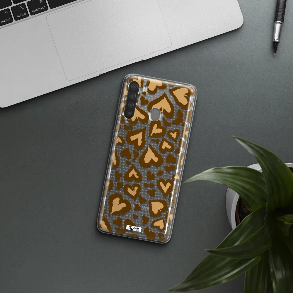 Heart Leopard Samsung A21 Clear TPU Case
