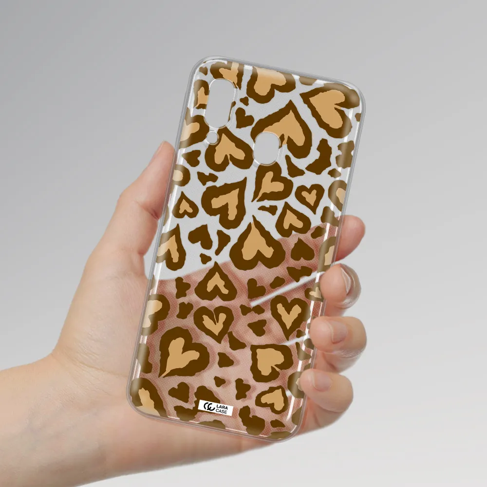Heart Leopard Samsung A40 Clear TPU Case
