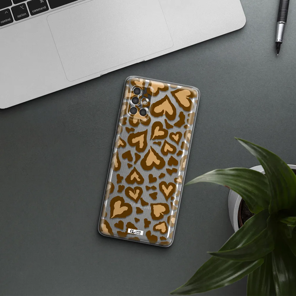 Heart Leopard Samsung A40S Clear Tpu Case