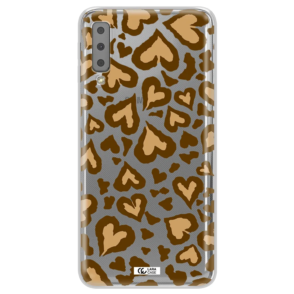 Heart Leopard Samsung A7 2018 Clear TPU Case