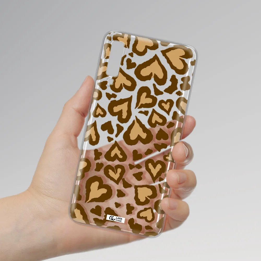 Heart Leopard Samsung A7 2018 Clear TPU Case