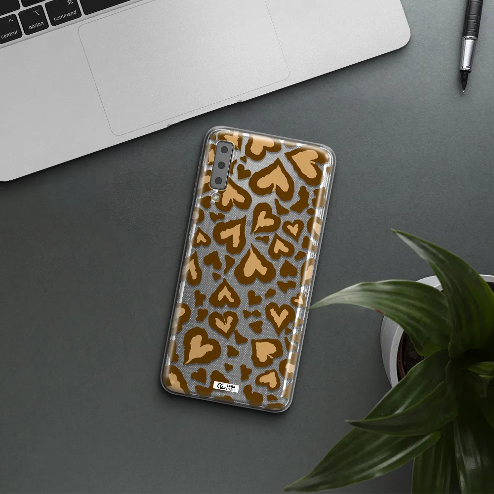Heart Leopard Samsung A7 2018 Clear TPU Case
