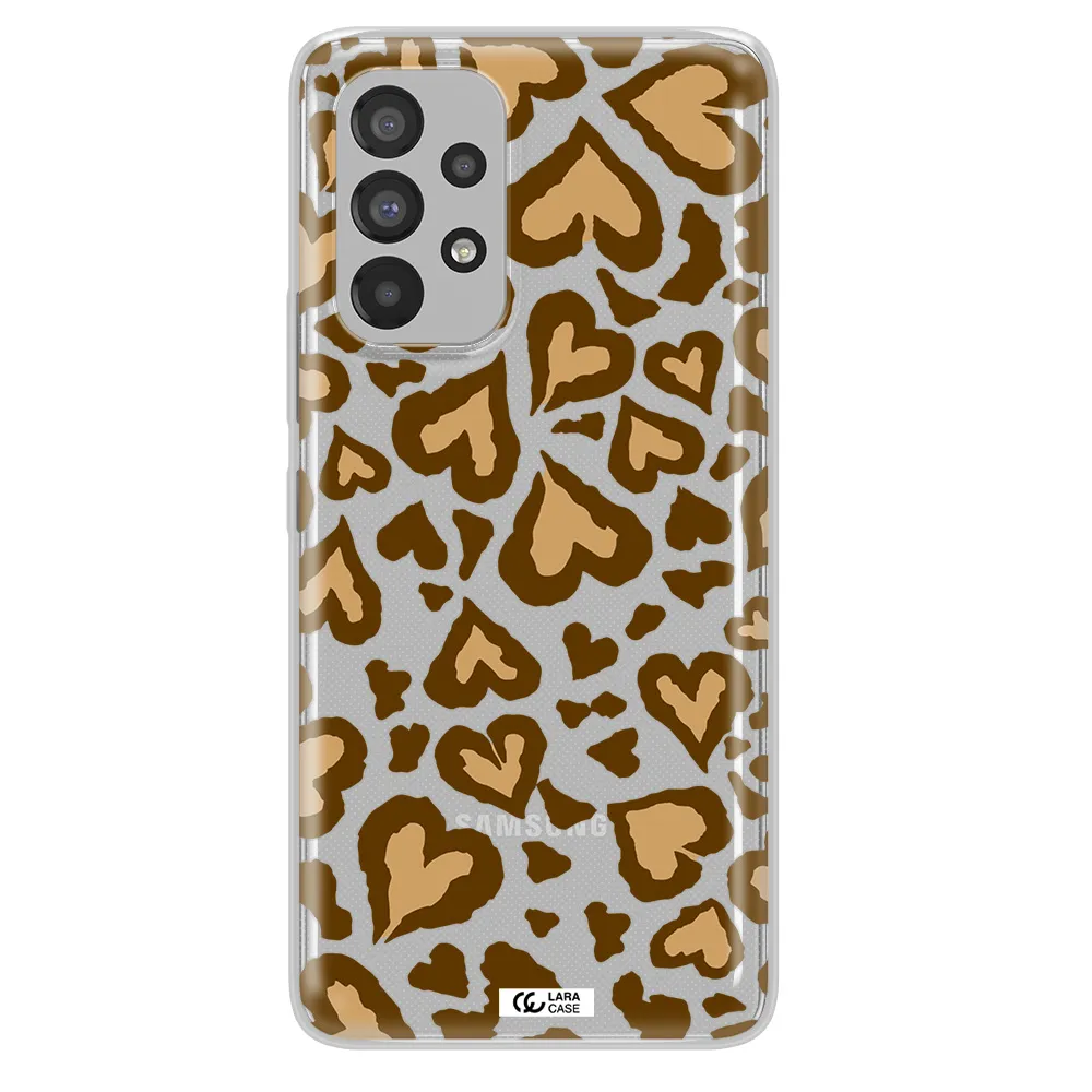 Heart Leopard Samsung A73 Clear TPU Case