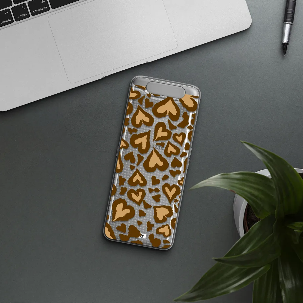 Heart Leopard Samsung A80 Clear TPU Case