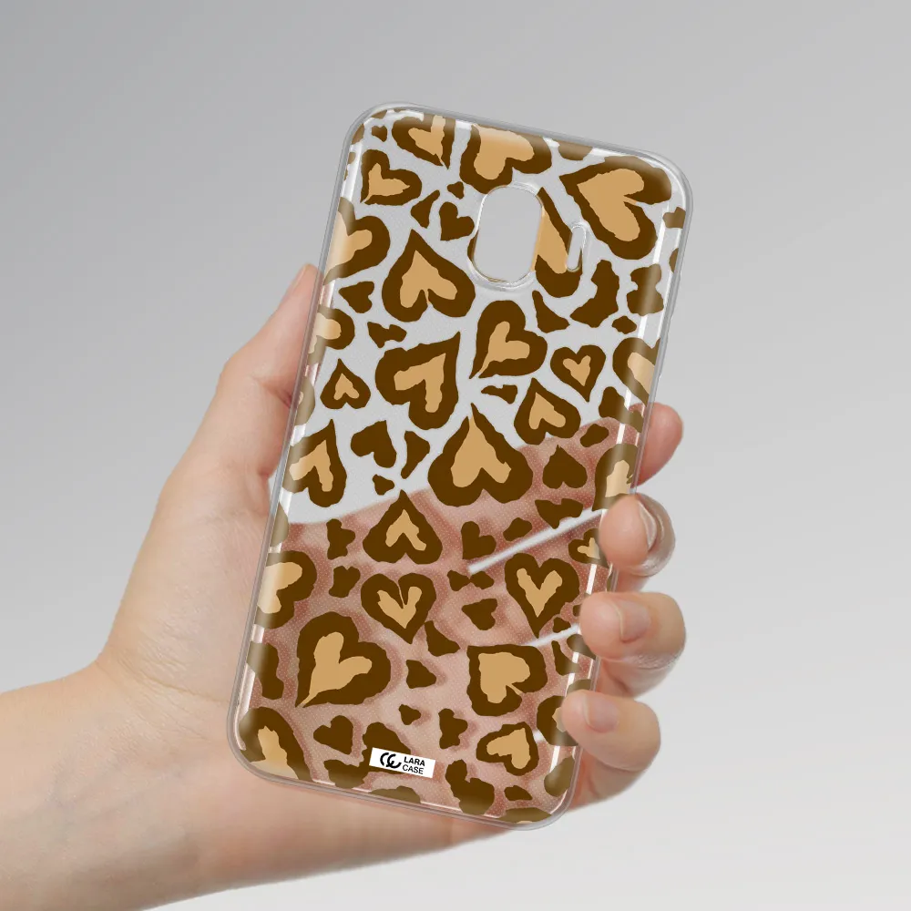 Heart Leopard Samsung J4 Clear TPU Case