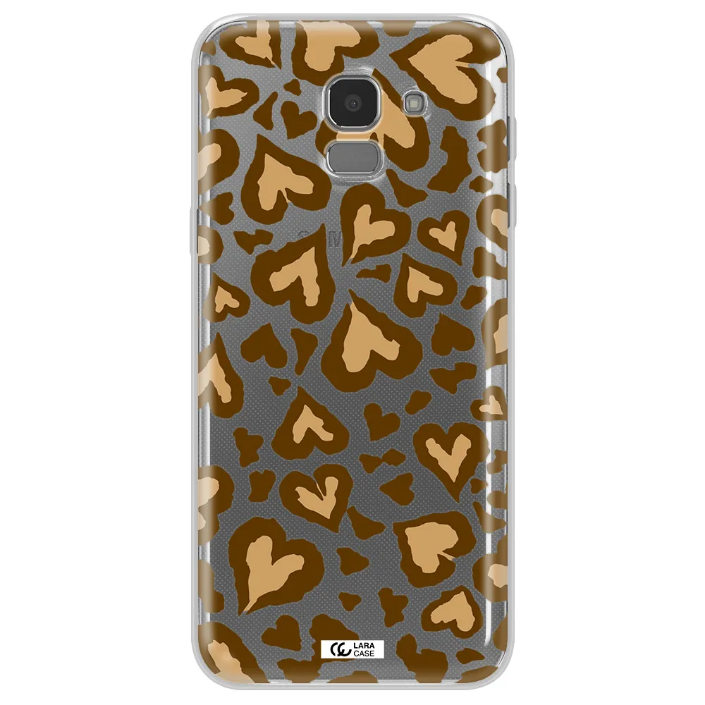 Heart Leopard Samsung J6 Clear TPU Case