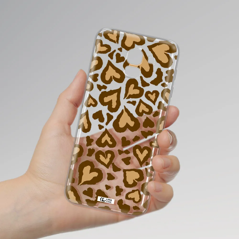 Heart Leopard Samsung J6 Clear TPU Case