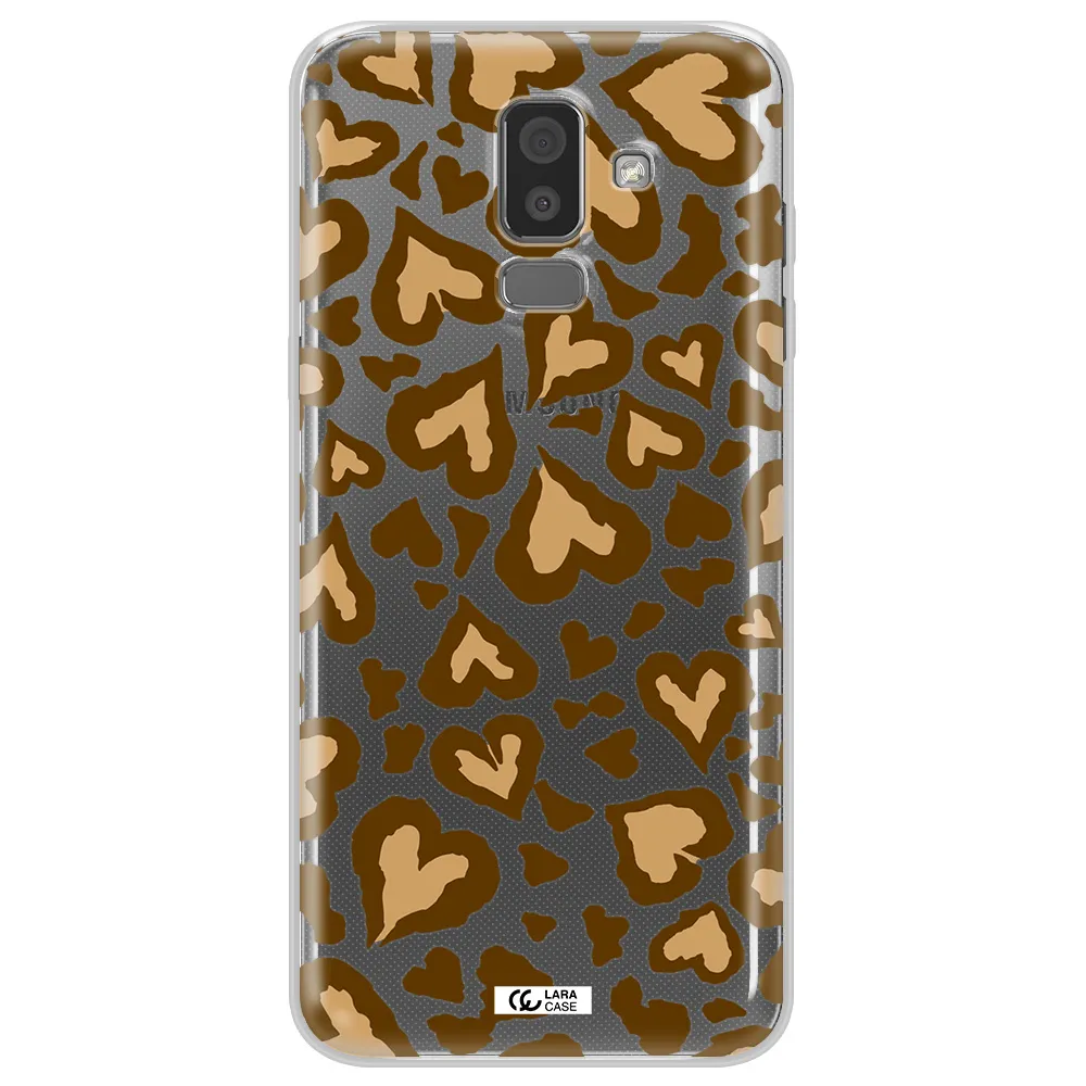 Heart Leopard Samsung J8 Clear TPU Case