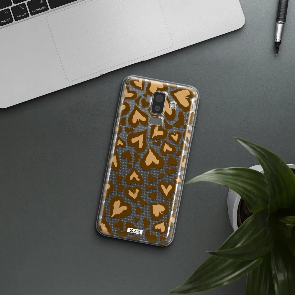 Heart Leopard Samsung J8 Clear TPU Case