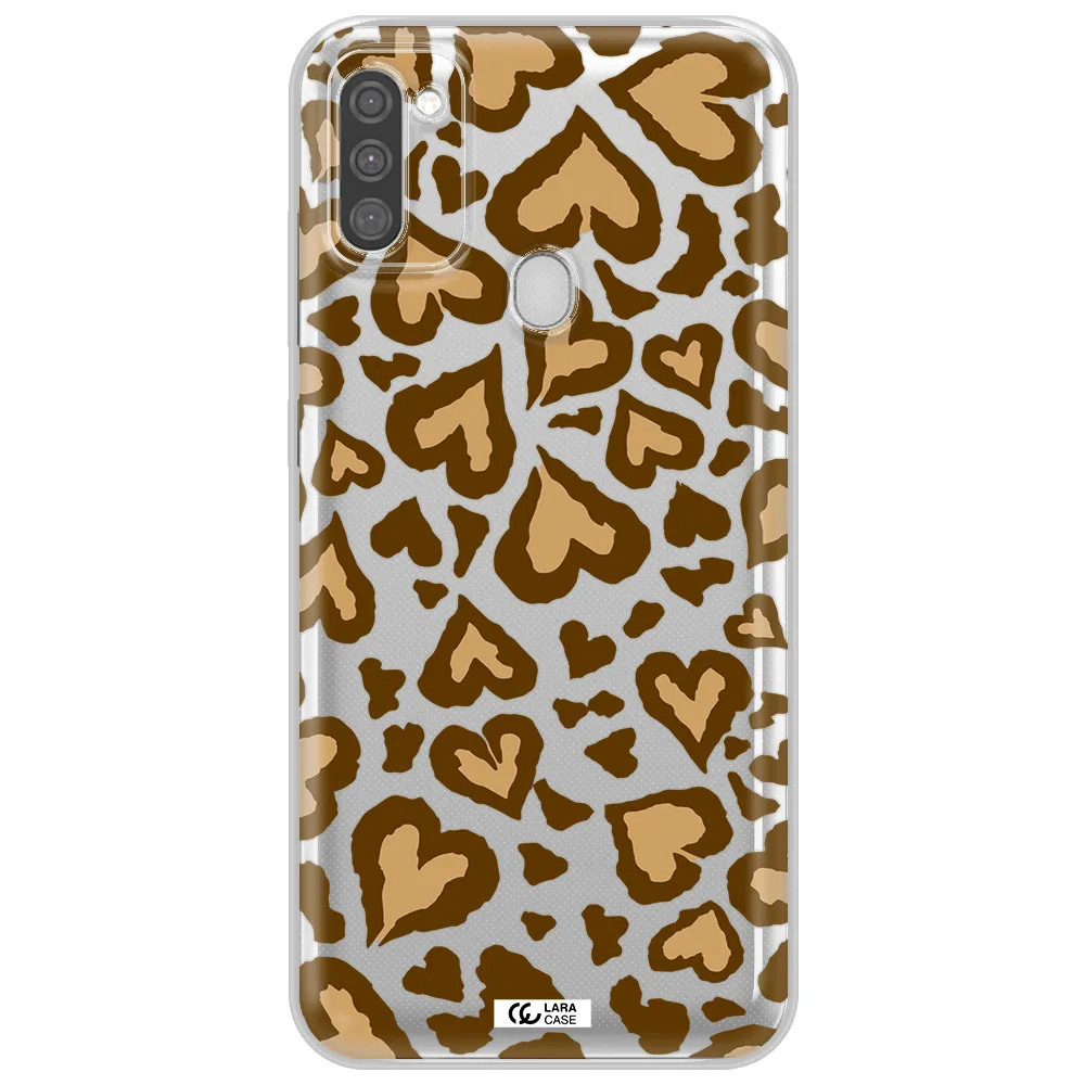 Heart Leopard Samsung M11 Clear TPU Case