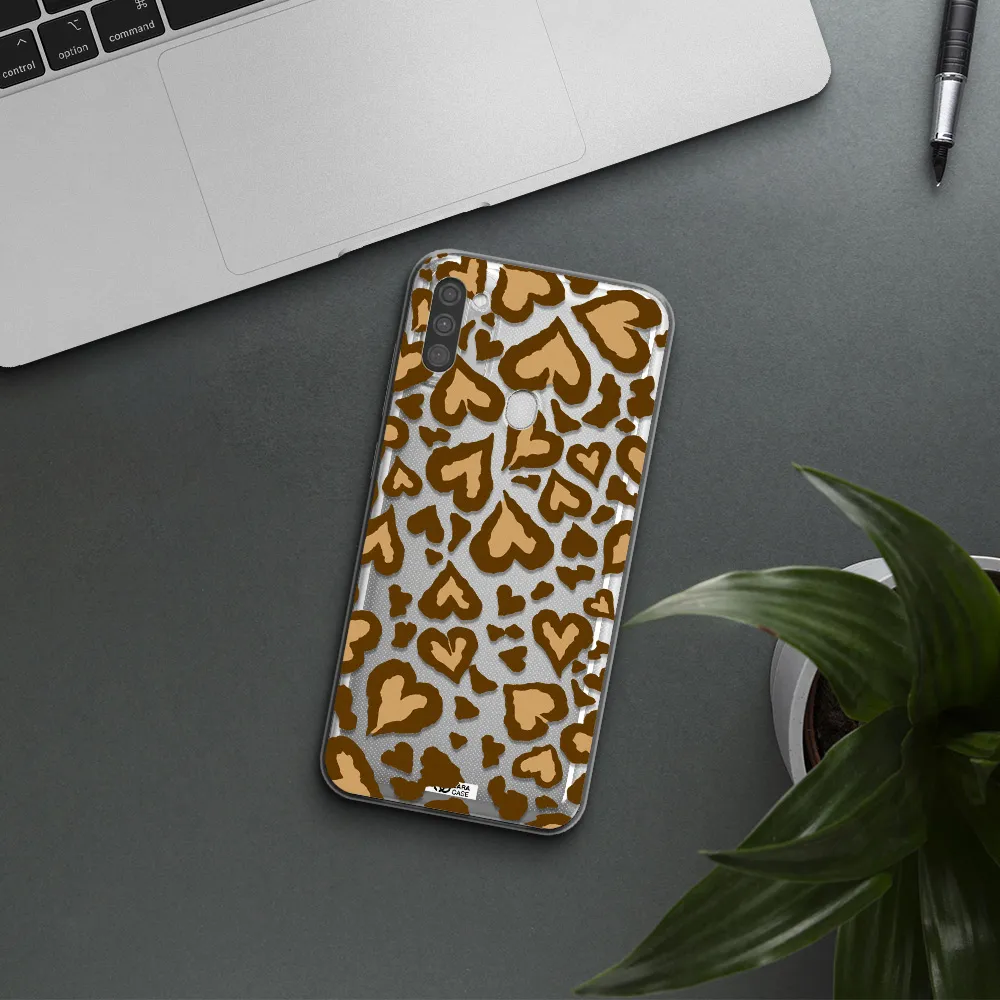 Heart Leopard Samsung M11 Clear TPU Case