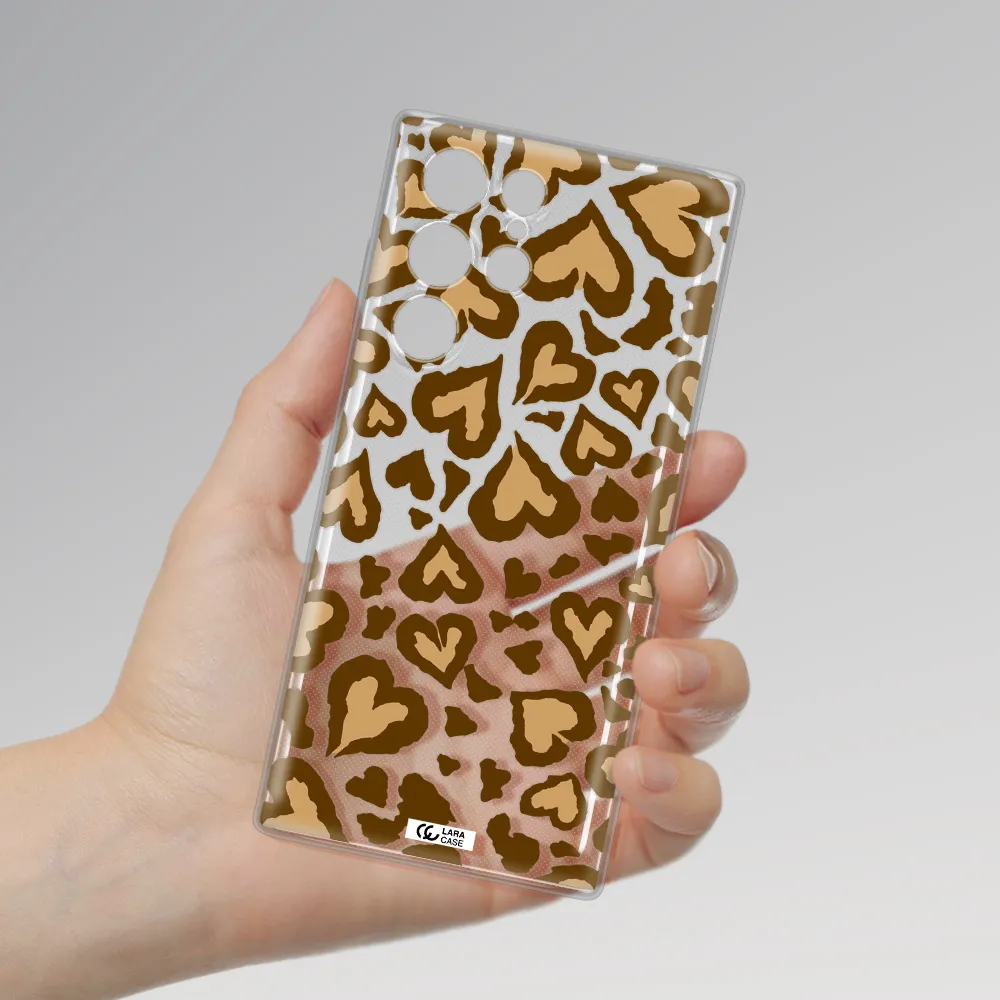 Heart Leopard Samsung S 22 Ultra Clear TPU Case