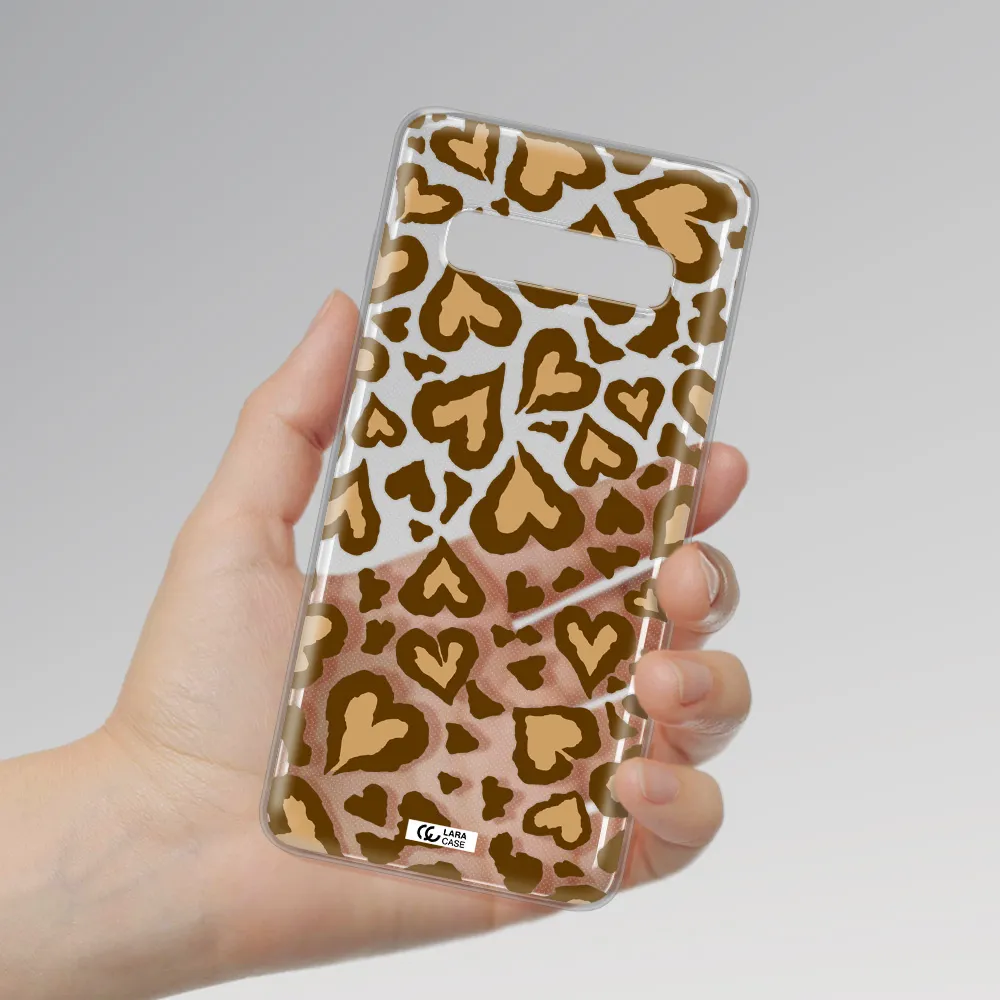 Heart Leopard Samsung S10 Clear TPU Case