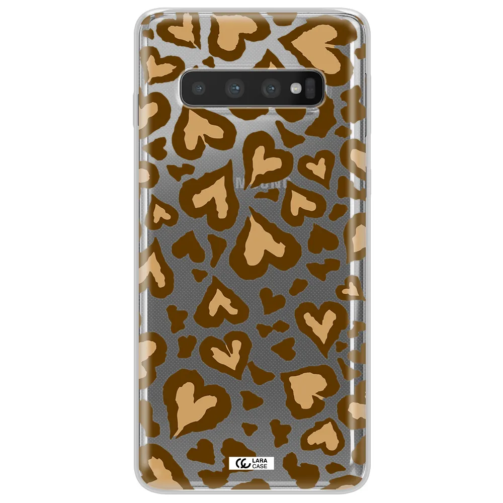 Heart Leopard Samsung S10 Plus Clear TPU Case