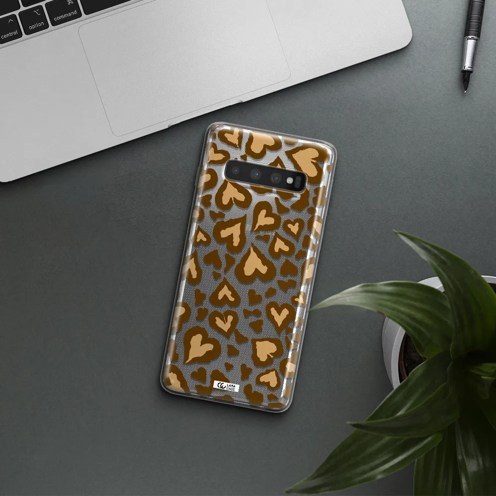 Heart Leopard Samsung S10 Plus Clear TPU Case