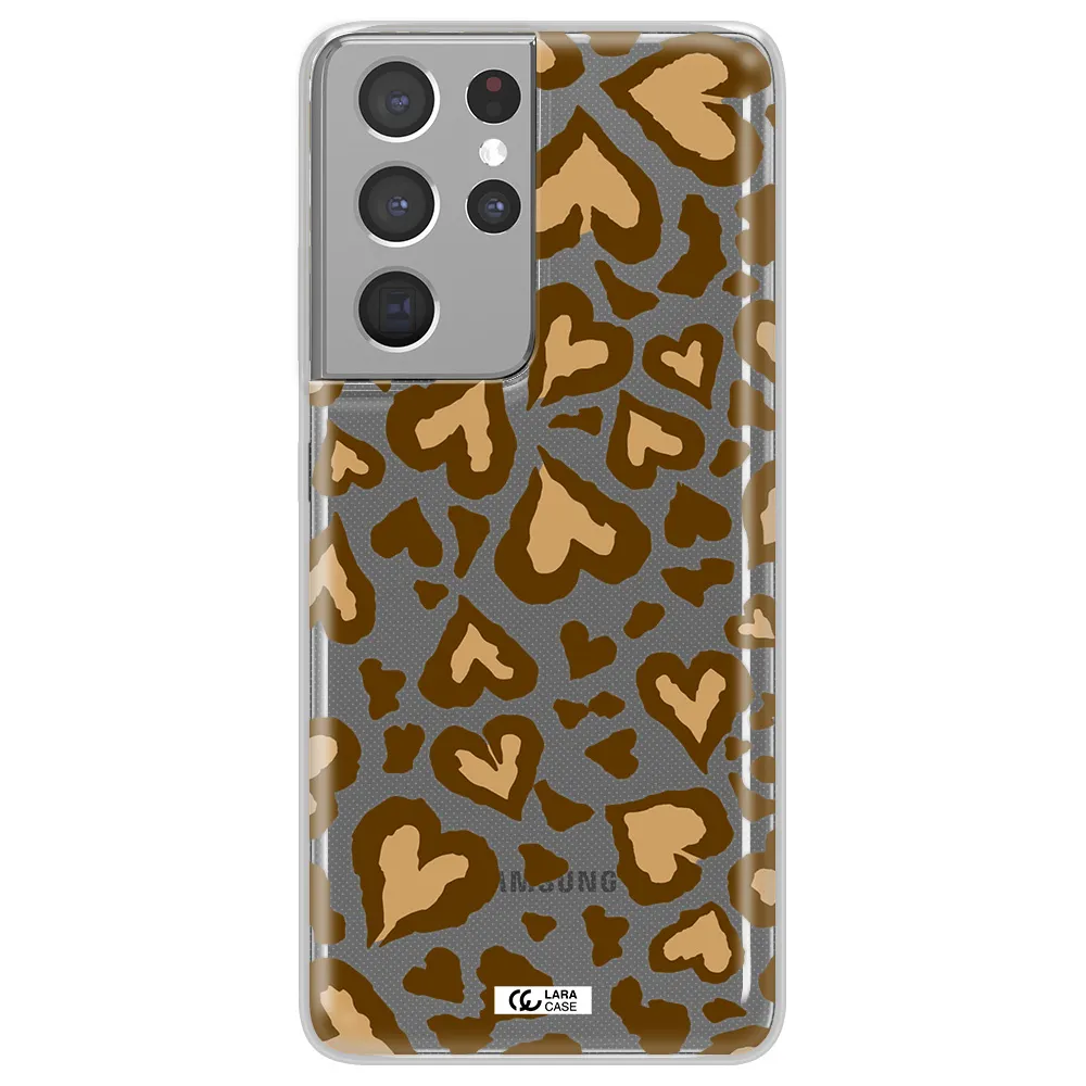 Heart Leopard Samsung S21 Ultra Clear TPU Case