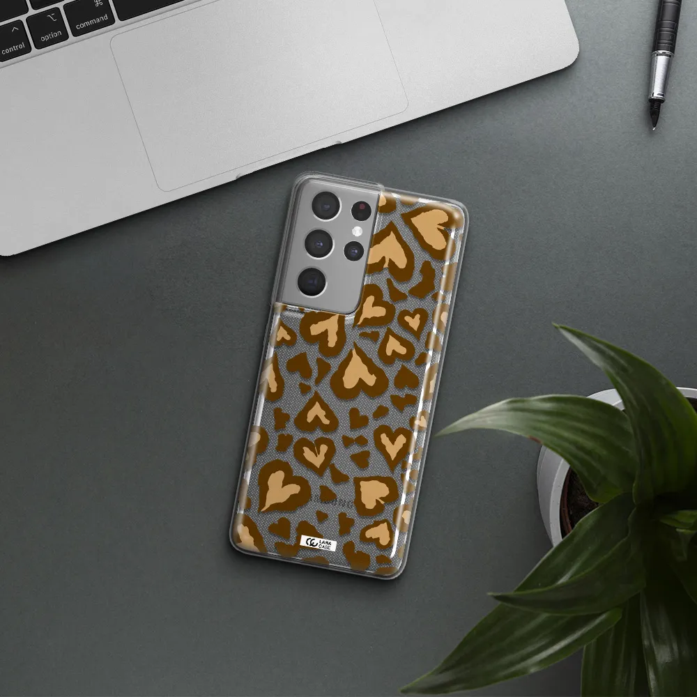 Heart Leopard Samsung S21 Ultra Clear TPU Case
