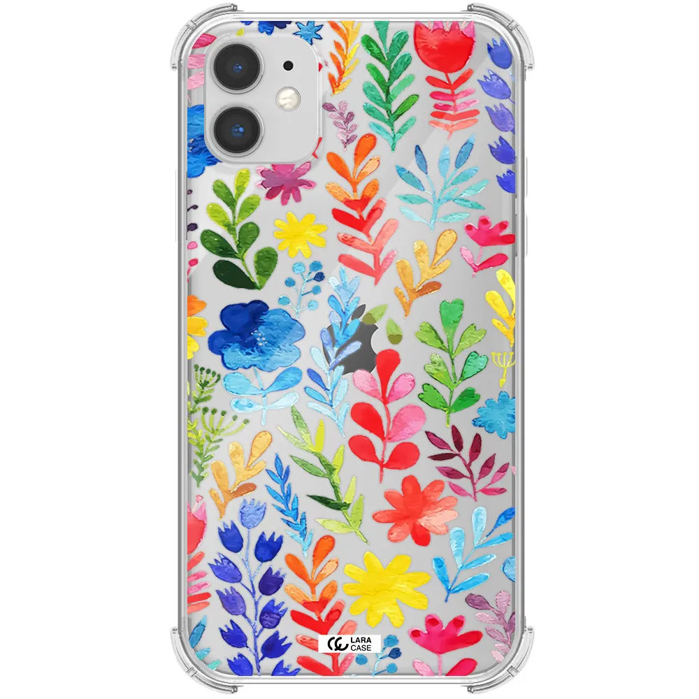 Colorful Watercolor Flowers Apple iPhone 11 Clear PC Case