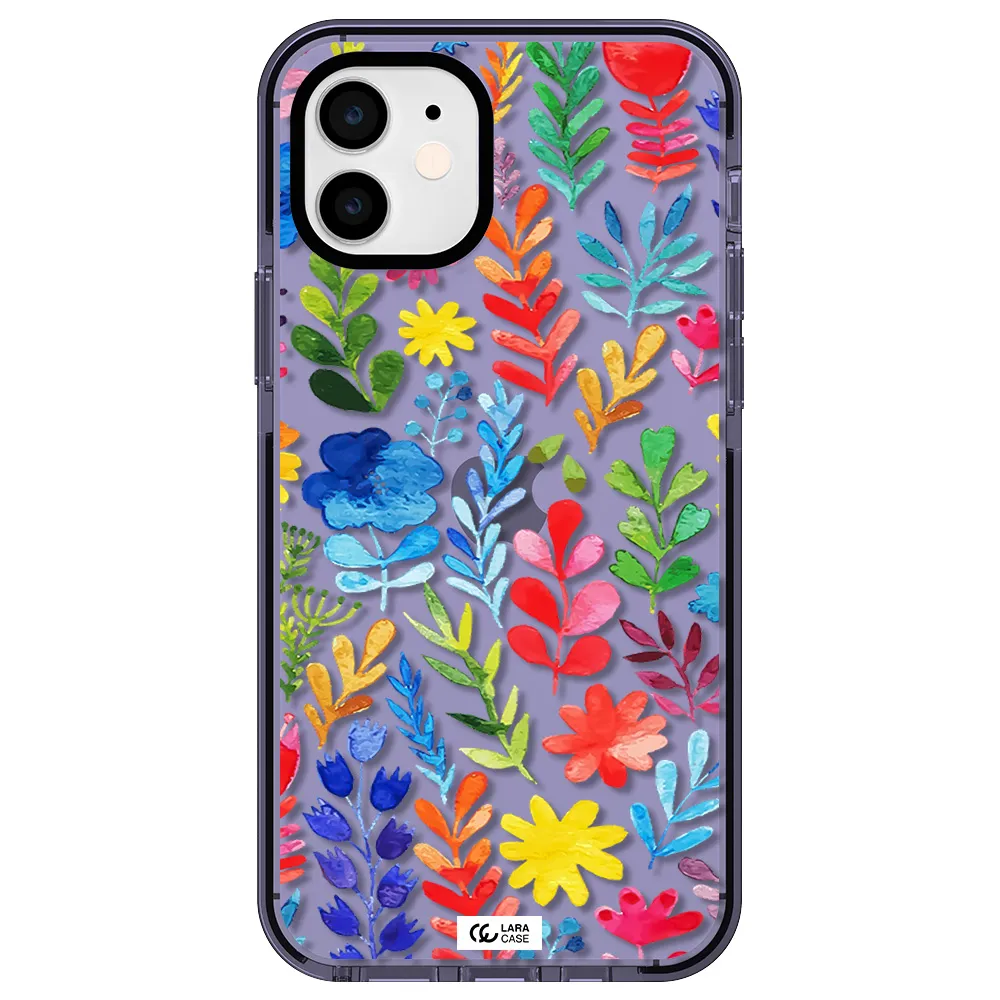 Colorful Watercolor Flowers Apple iPhone 11 impact Lilac Case