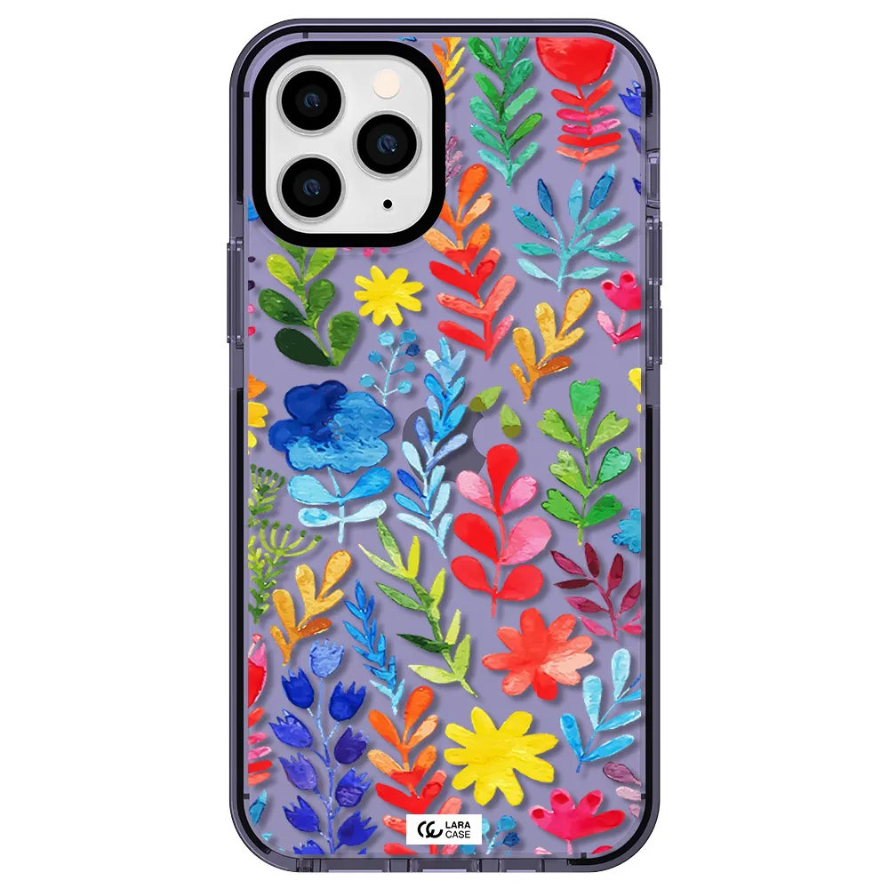 Colorful Watercolor Flowers Apple iPhone 11 pro impact Lilac Case