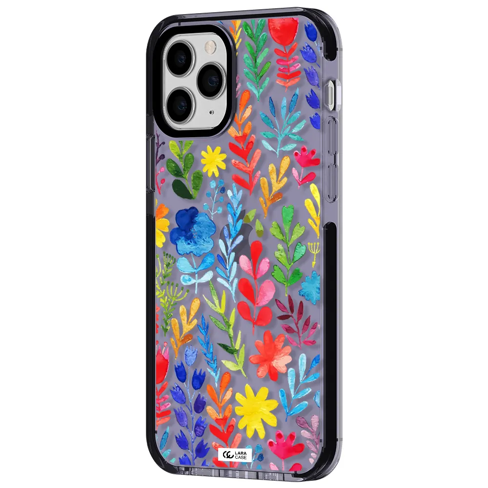 Colorful Watercolor Flowers Apple iPhone 11 pro max impact Lilac Case