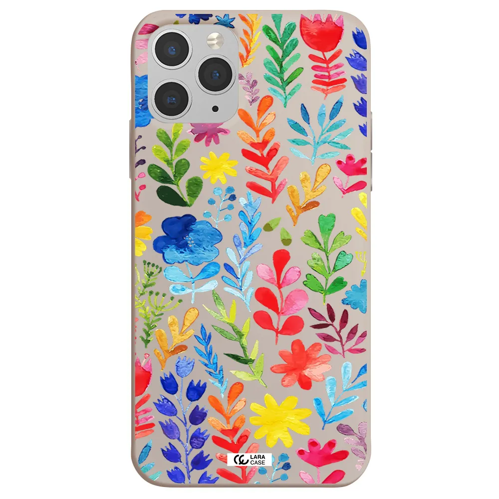 Colorful Watercolor Flowers Apple iPhone 11 pro max Silicone Stone Case