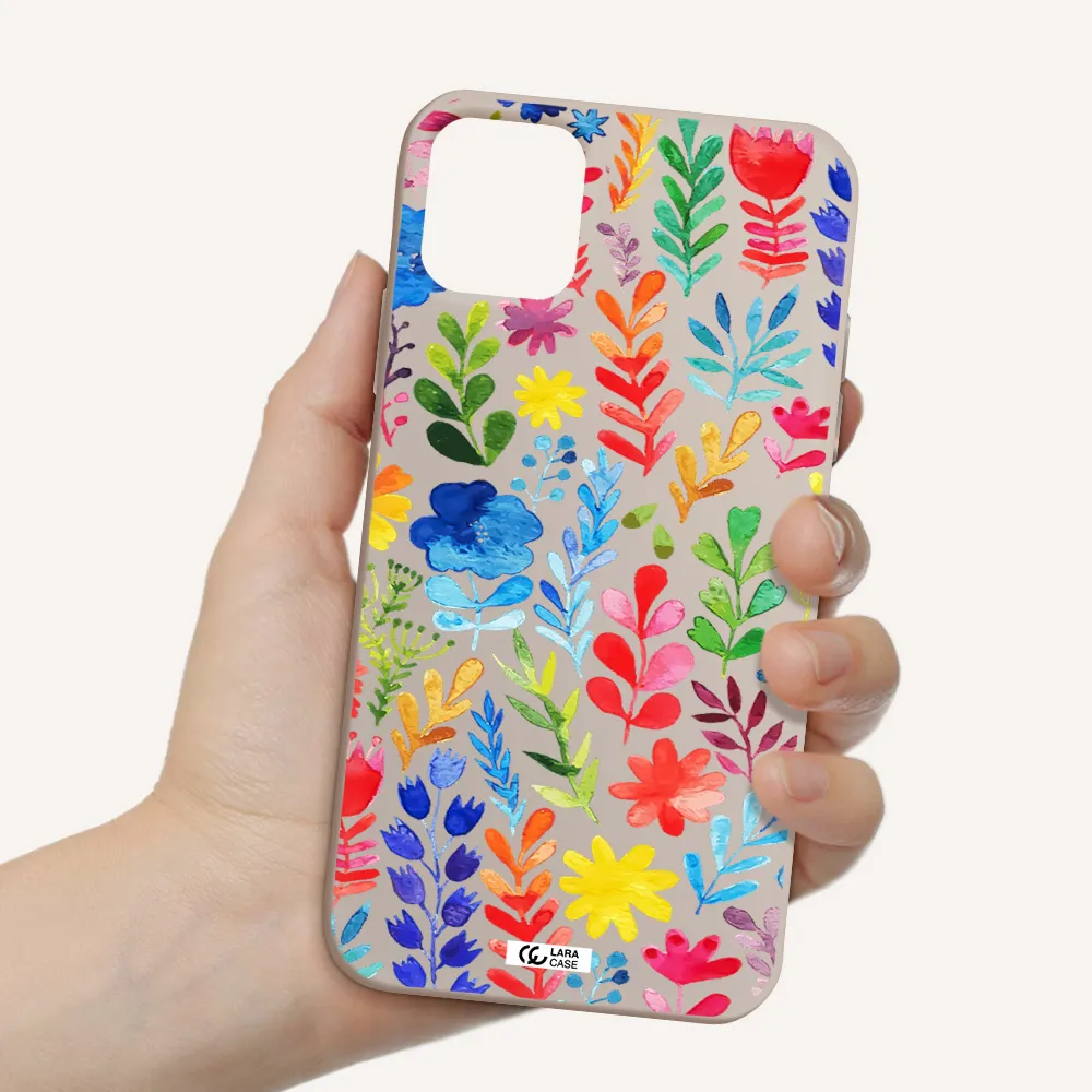 Colorful Watercolor Flowers Apple iPhone 11 Silicone Stone Case