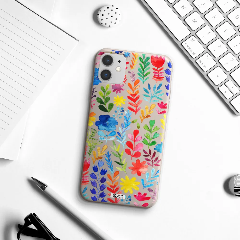 Colorful Watercolor Flowers Apple iPhone 11 Silicone Stone Case