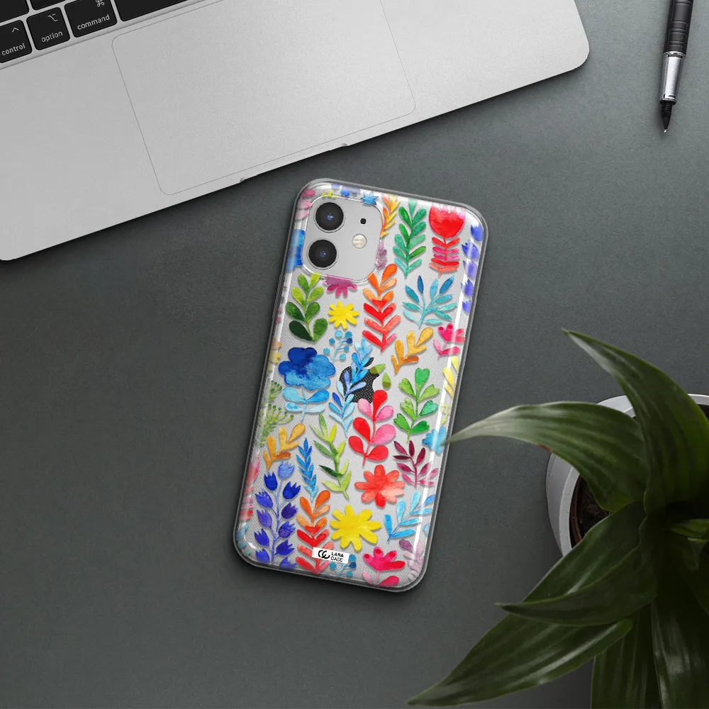 Colorful Watercolor Flowers Apple iPhone 12 Clear TPU Case