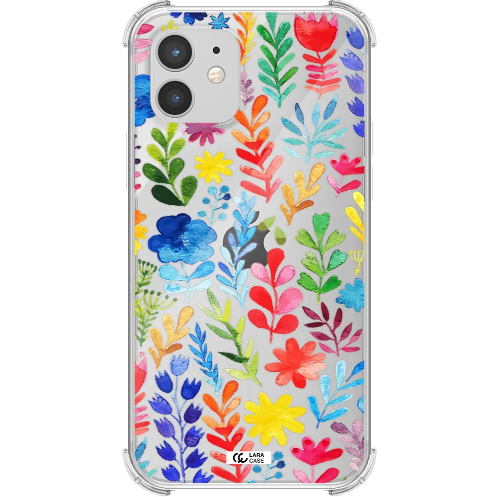 Colorful Watercolor Flowers Apple iPhone 12 mini Clear PC Case