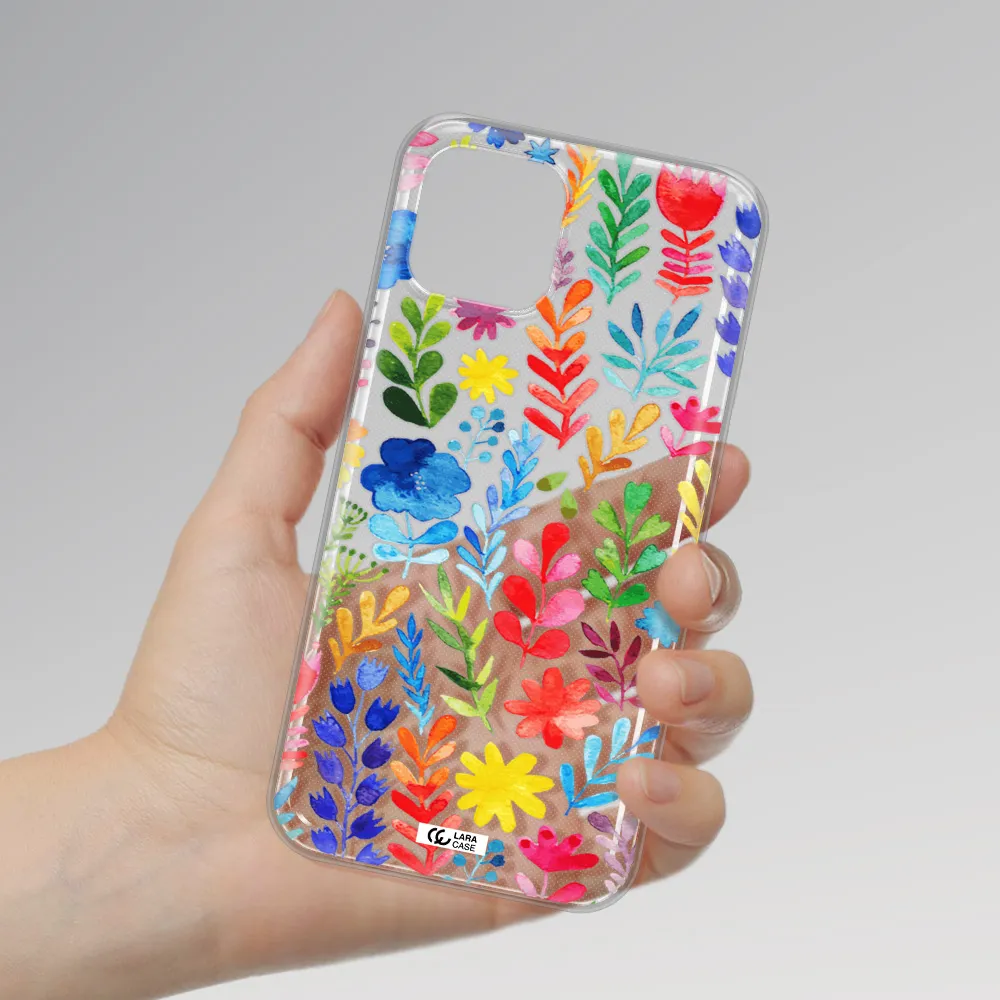 Colorful Watercolor Flowers Apple iPhone 12 mini Clear TPU Case