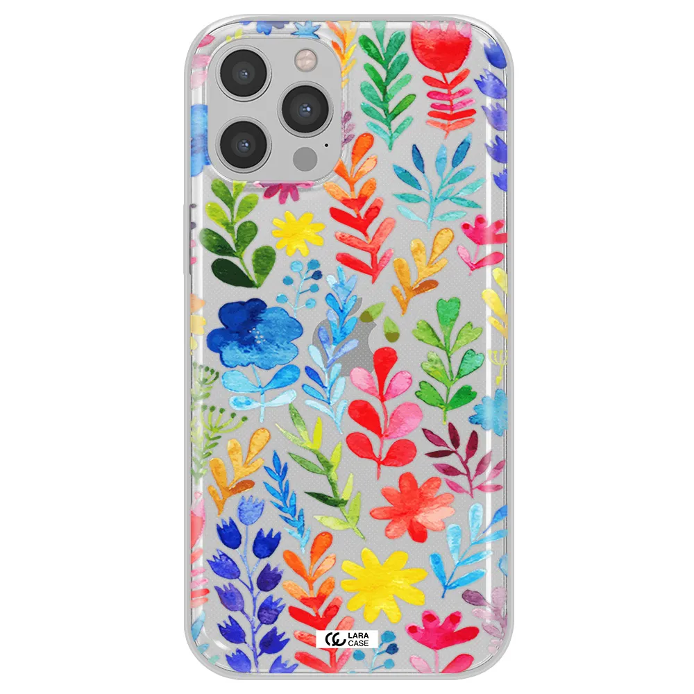 Colorful Watercolor Flowers Apple iPhone 12 pro Clear TPU Case