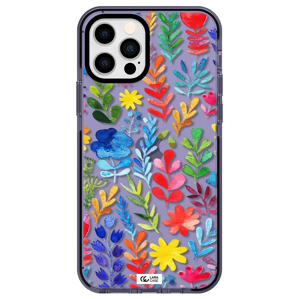 Colorful Watercolor Flowers Apple iPhone 12 pro impact Lilac Case