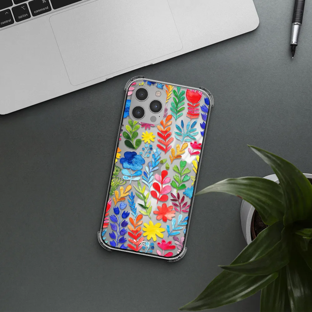 Colorful Watercolor Flowers Apple iPhone 12 pro max Clear PC Case