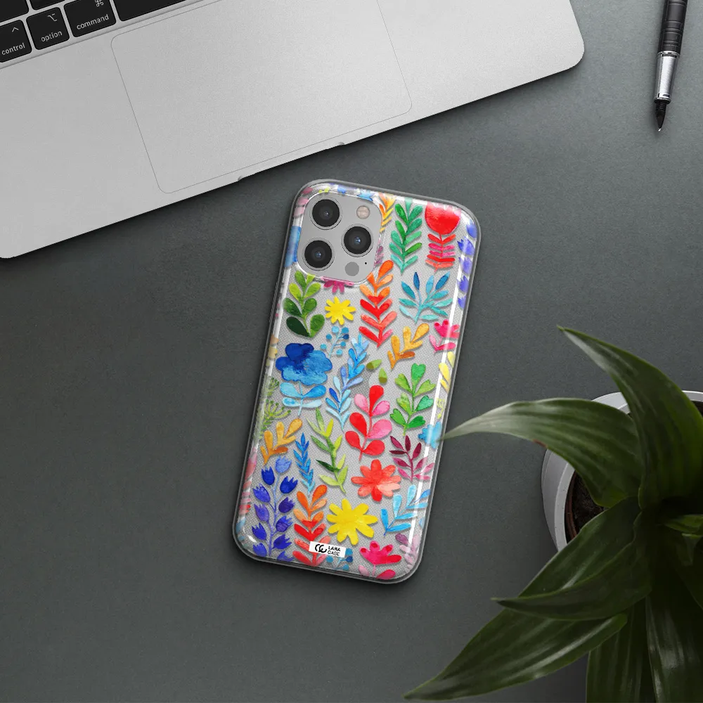 Colorful Watercolor Flowers Apple iPhone 12 pro max Clear TPU Case