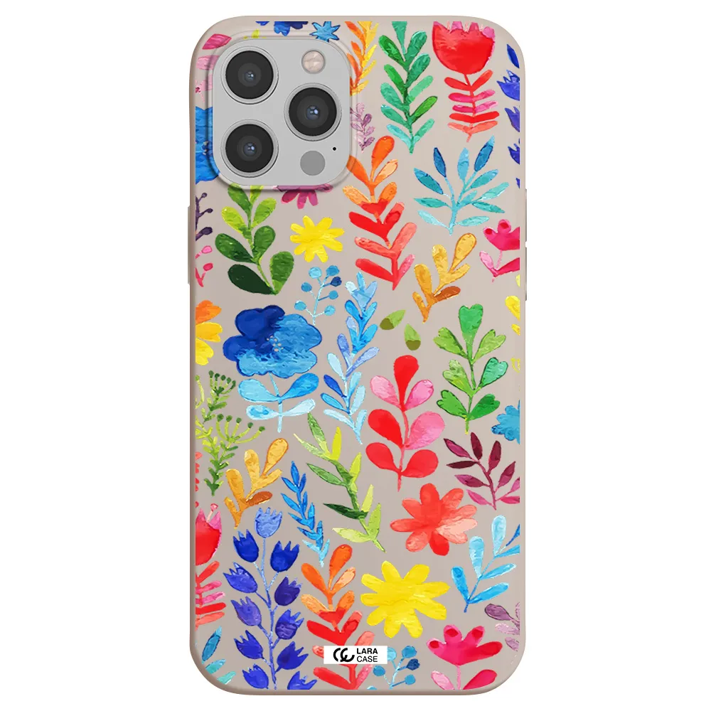 Colorful Watercolor Flowers Apple iPhone 12 pro max Silicone Stone Case