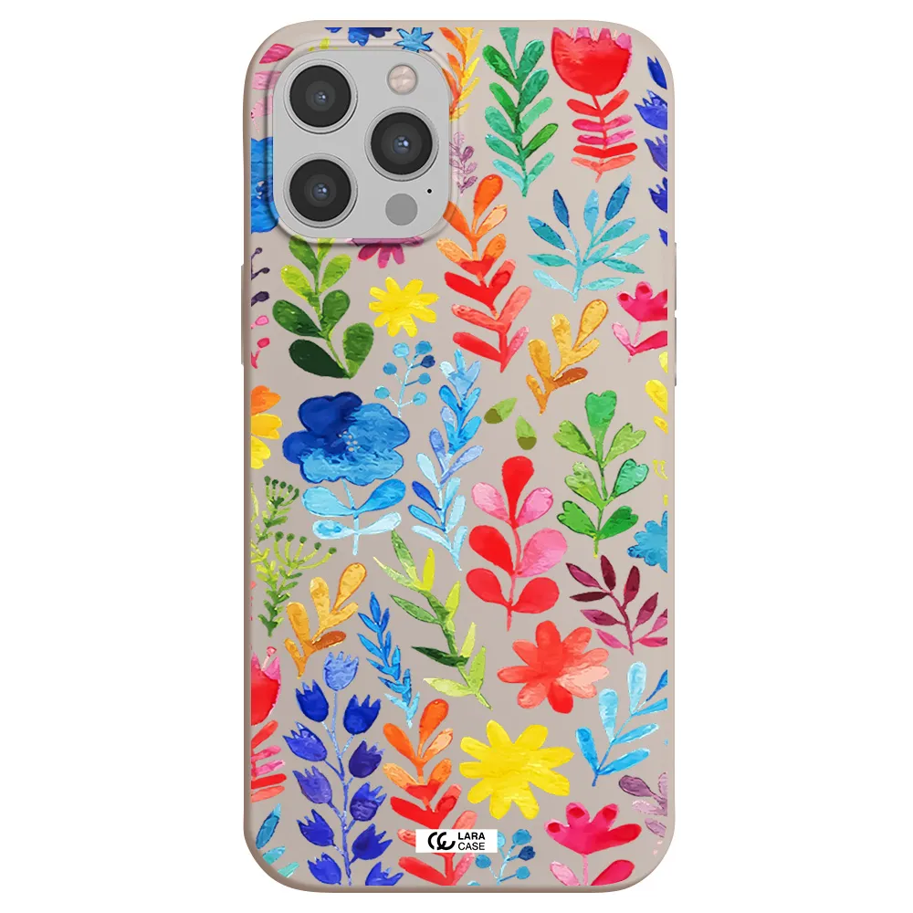 Colorful Watercolor Flowers Apple iPhone 12 pro Silicone Stone Case